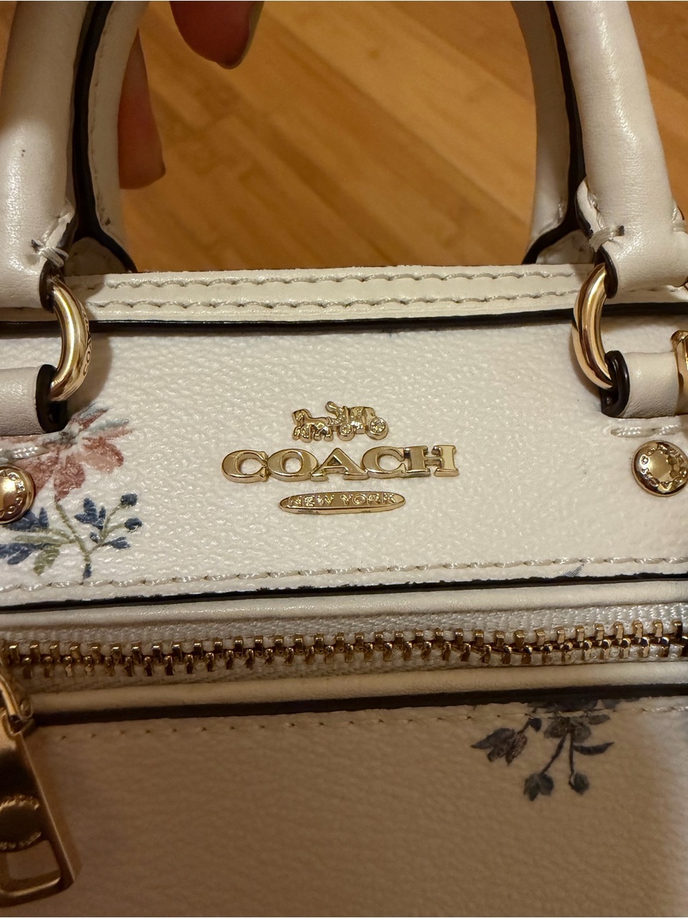Coach Mini Rowan Crossbody XS Leather White Floral Design with Gold Hardware - Picture 5 of 5